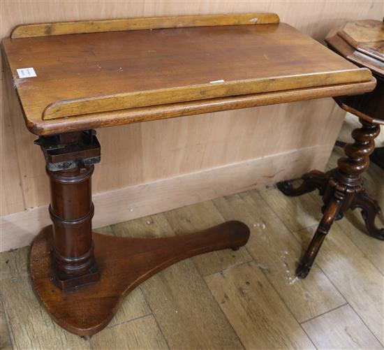 A Victorian mahogany adjustable bed table W.76cm